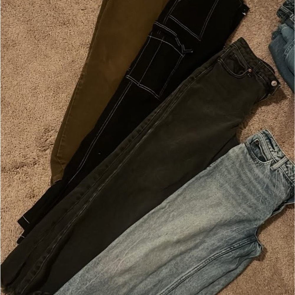 Women's Black and Blue Jeans